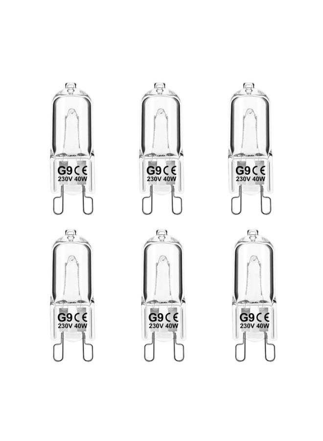 Mordely G9 Halogen Light Bulbs, G9 40W Halogen Bulbs, 2700K Warm White G9 230V Dimmable Capsule Bulbs, Non-Flicker,6 Pack - Image 1